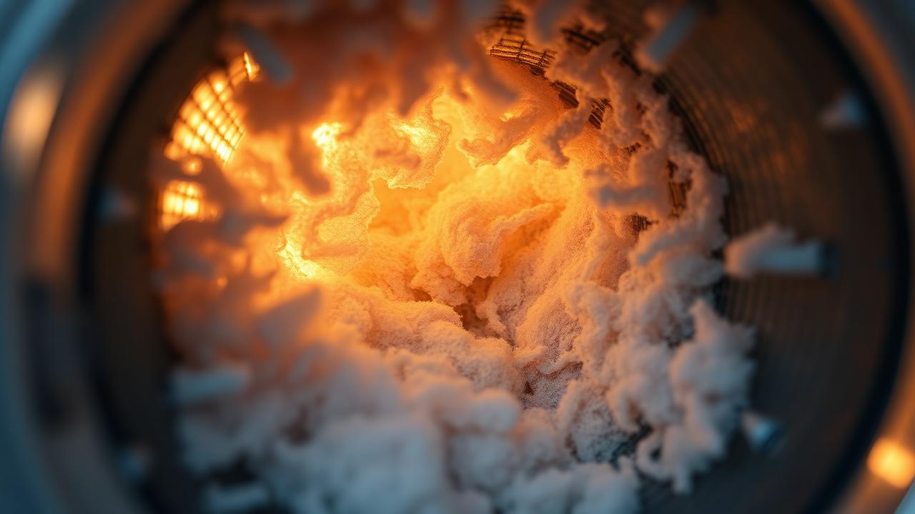Dangerous lint buildup inside a dryer vent